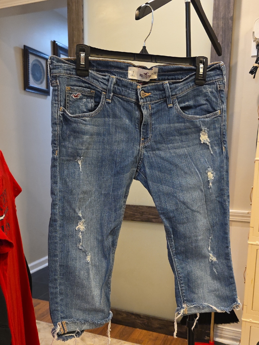 Hollister Distressed Light Blue Cropped Jeans